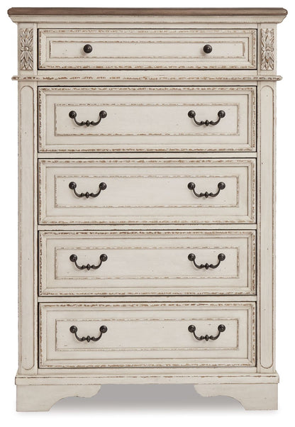 Realyn - Five Drawer Chest - White / Brown / Beige - Hornell Furniture Outlet