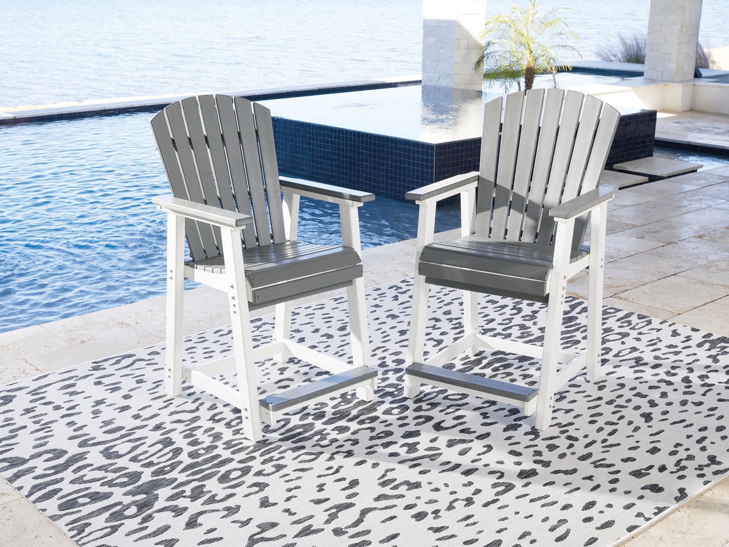 Transville - Barstool (Set of 2) - Gray / White - Hornell Furniture Outlet