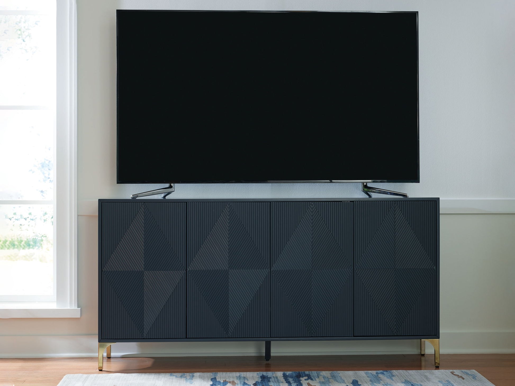 Loirwick - Dark Blue - Accent Cabinet - Hornell Furniture Outlet