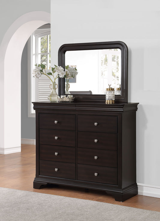 Dominique - 2 Piece Dresser And Mirror - Dark Brown - Hornell Furniture Outlet