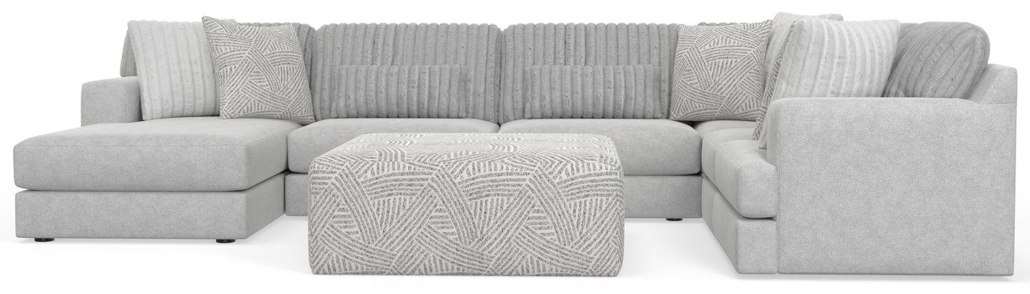 Logan - Upholstered Sectional With Comfort Coil Seating - 46" Cocktail Ottoman And Accent Pillows Included - Hornell Furniture Outlet