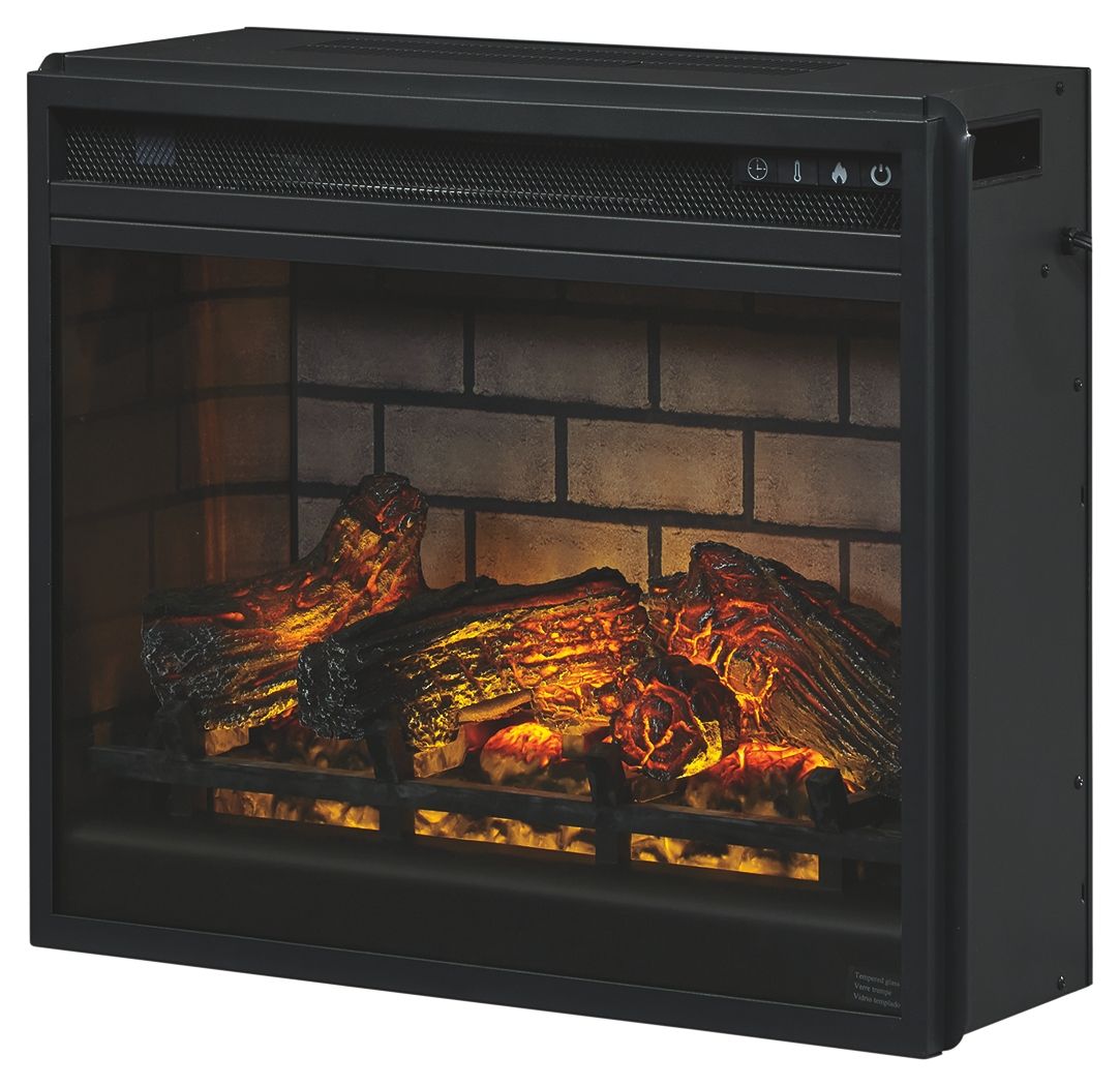 Dorrinson - Corner TV Stand With Fireplace Insert - Hornell Furniture Outlet