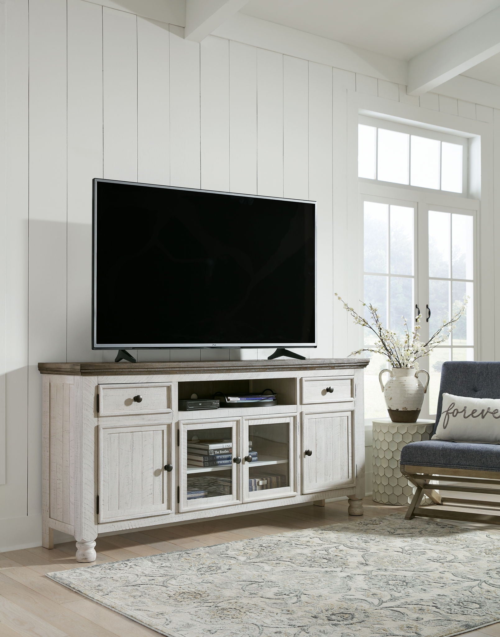 Havalance - Brown / Beige - Extra Large TV Stand - 4 Doors - Hornell Furniture Outlet