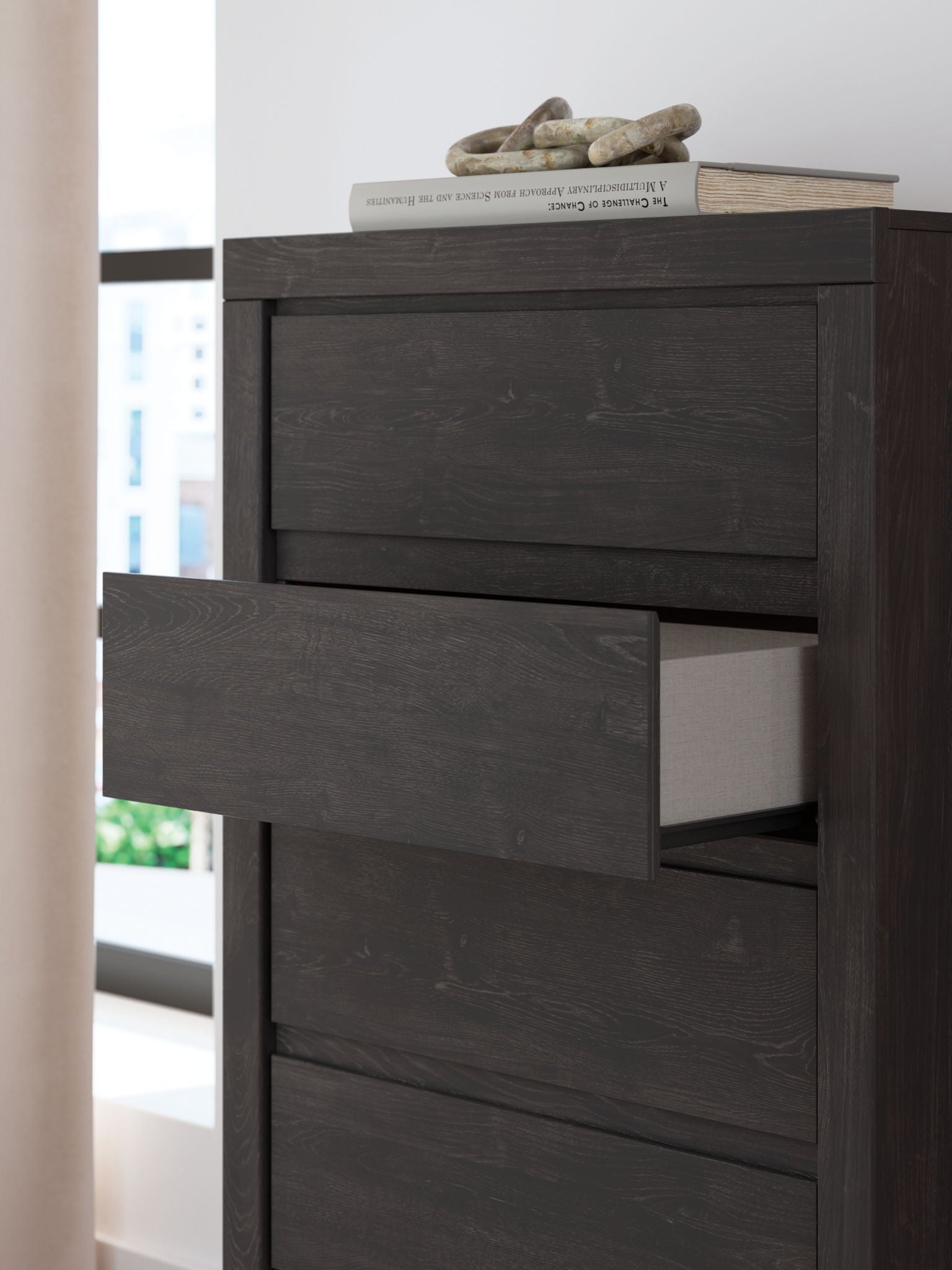 Fraluna - Charcoal - Five Drawer Chest - Hornell Furniture Outlet