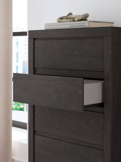 Fraluna - Charcoal - Five Drawer Chest - Hornell Furniture Outlet