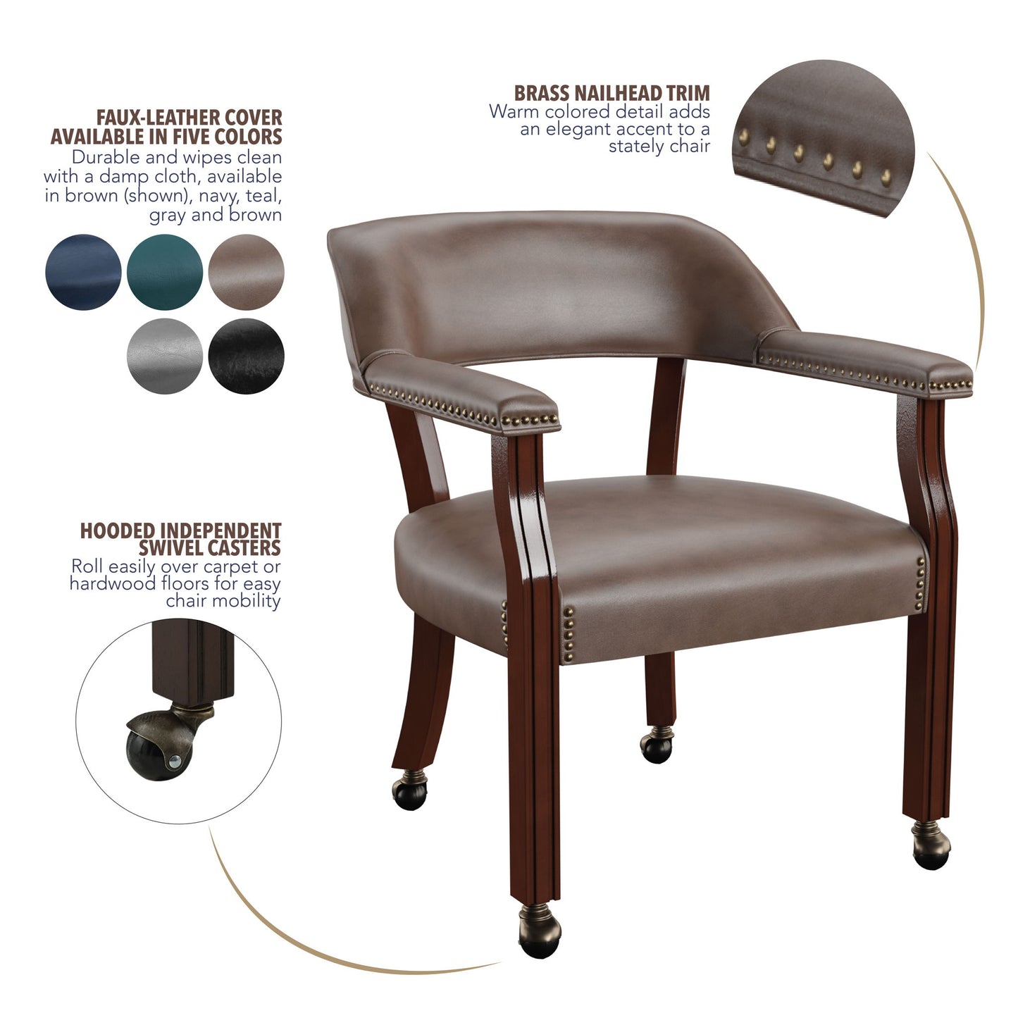 Tournament - Arm Chair With Casters - Hornell Furniture Outlet