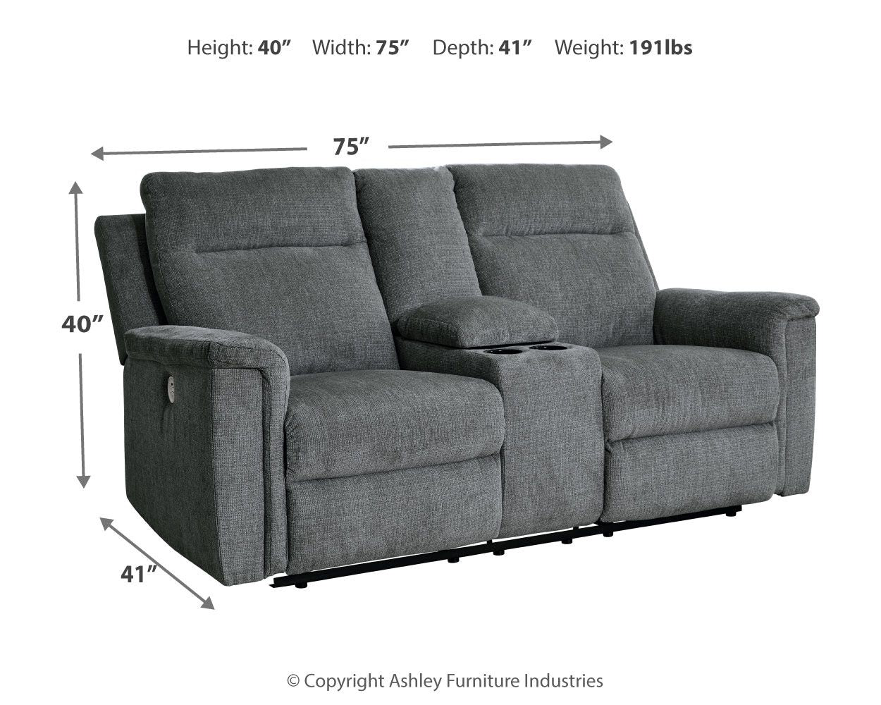 Barnsana - Dbl Power Reclining Loveseat With Console - Hornell Furniture Outlet