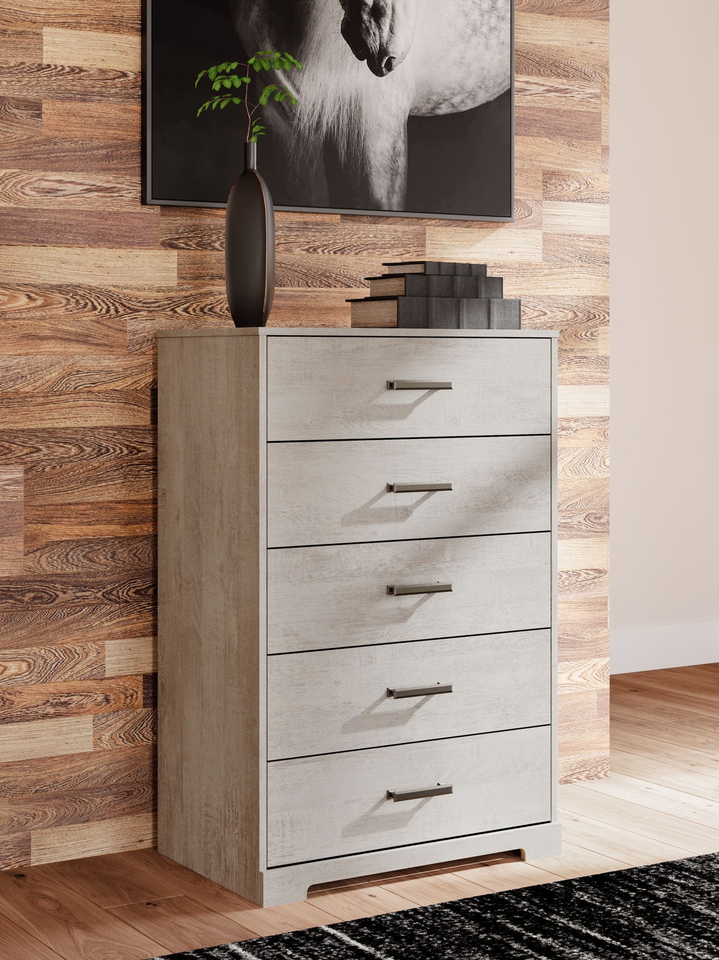 Shawburn - Gray - Five Drawer Chest - Hornell Furniture Outlet