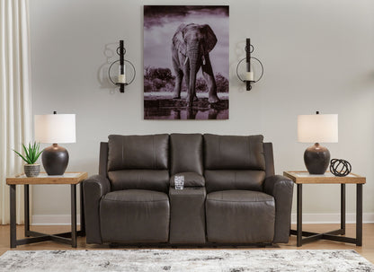 Boxmere - Storm - Dbl Power Reclining Loveseat with Console - Hornell Furniture Outlet