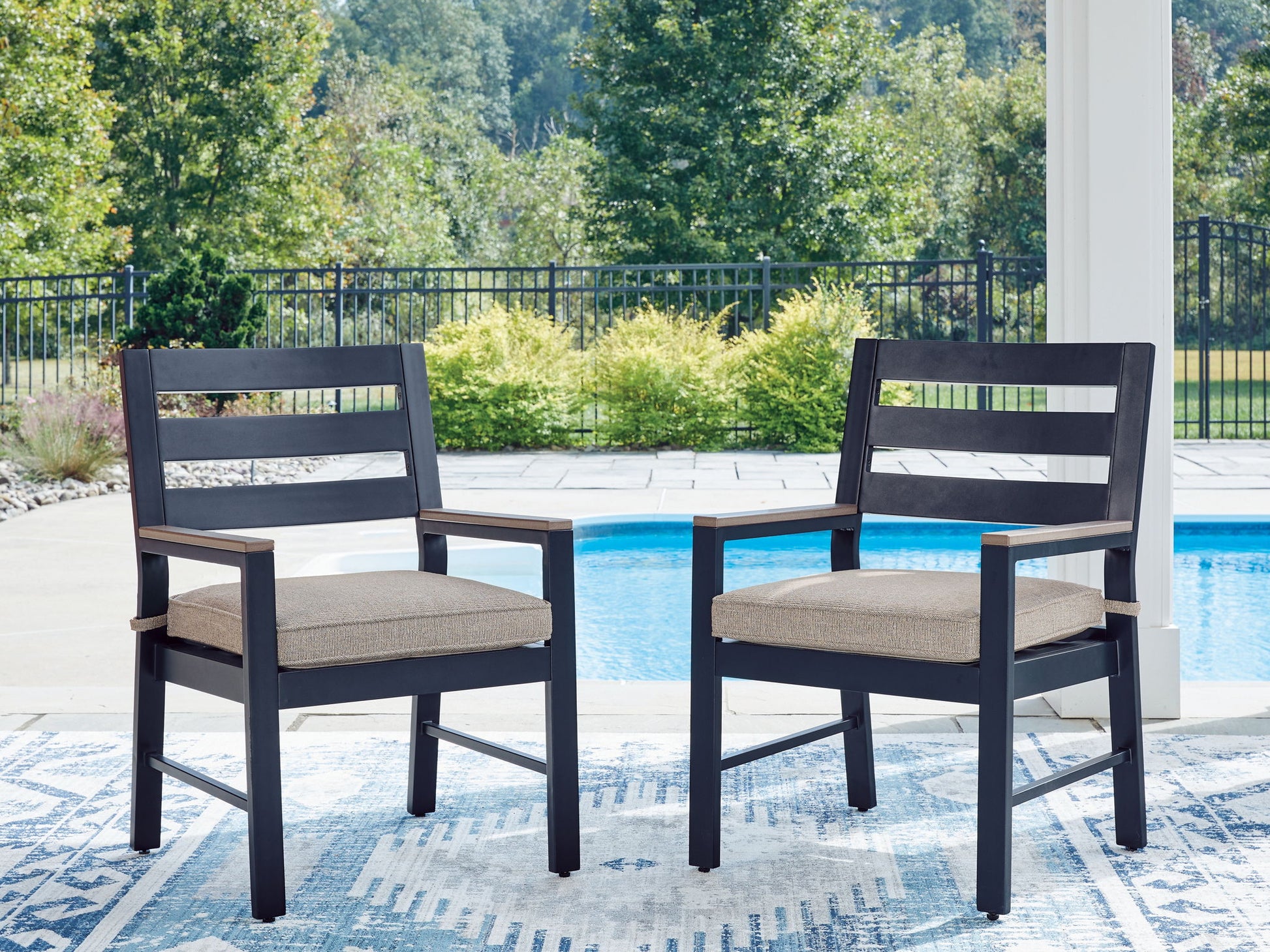East Beach - Arm Chair With Cushion (Set of 2) - Blue - Hornell Furniture Outlet