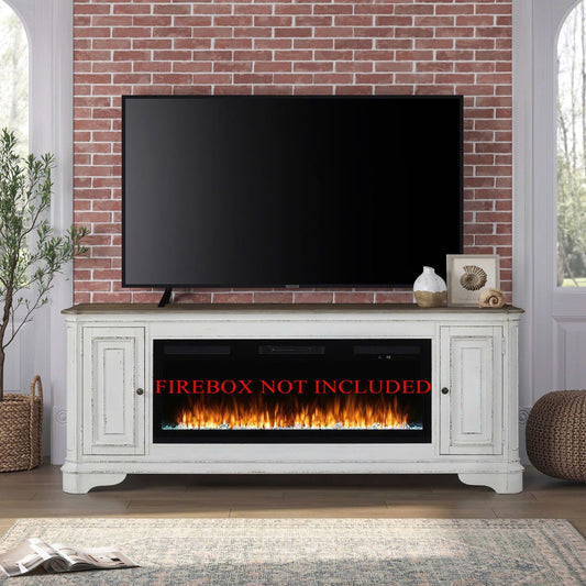 Fireplace TV Consoles - 82" Fireplace TV Console - Brown - Hornell Furniture Outlet