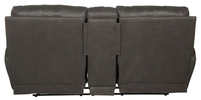 Atlas - Reclining Console Loveseat With Storage - Charcoal - Hornell Furniture Outlet