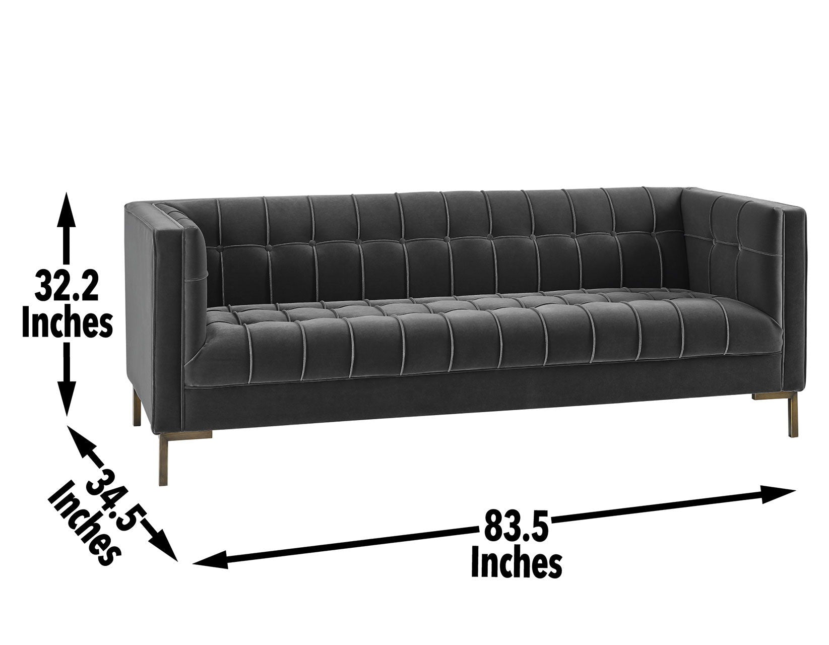 Isaac - Channel Stitch Velvet Sofa - Hornell Furniture Outlet