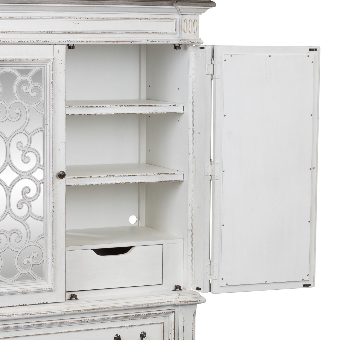 Abbey Park - Mirrored Door Chest - White - Hornell Furniture Outlet