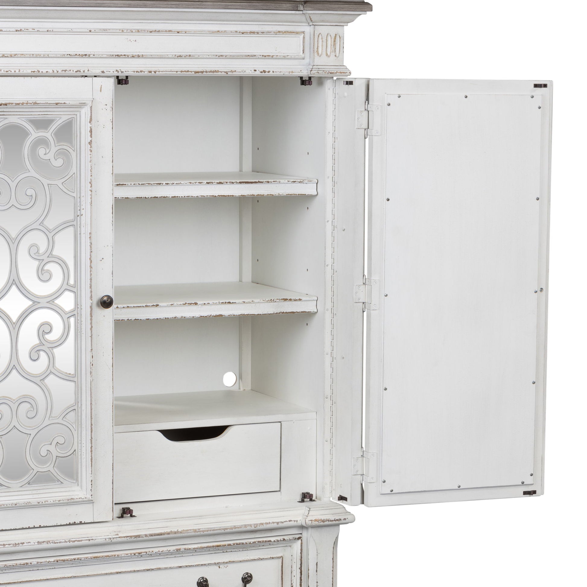 Abbey Park - Mirrored Door Chest - White - Hornell Furniture Outlet