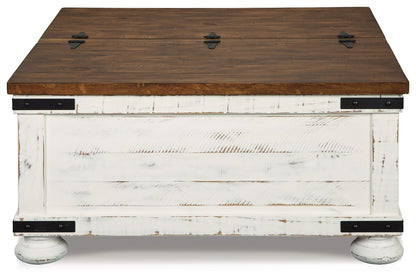 Wystfield - White / Brown - Cocktail Table with Storage - Hornell Furniture Outlet