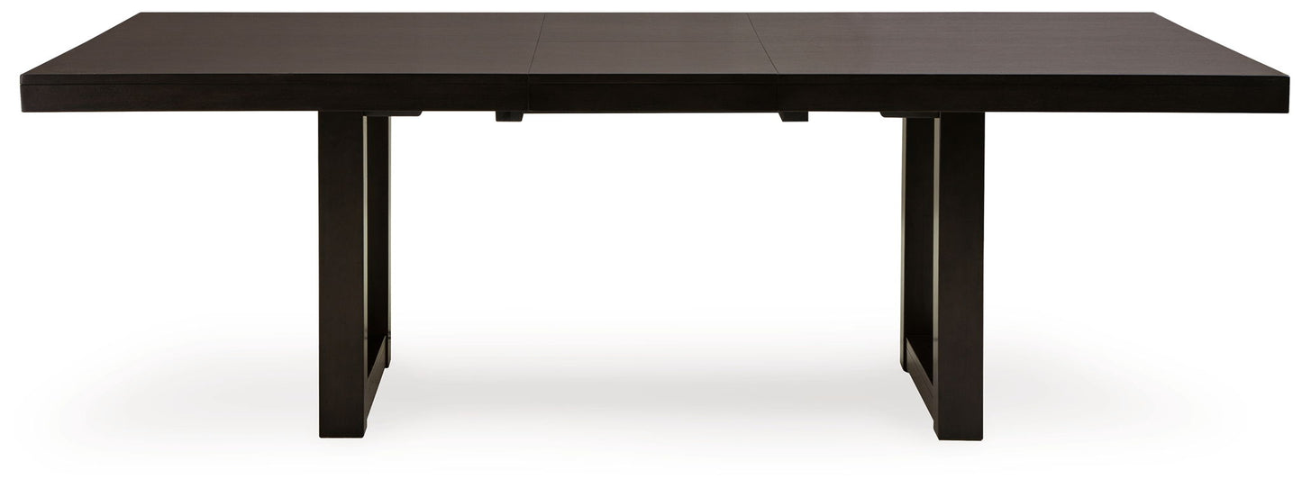 Neymorton - 7 Pc. - Rectangular Extension Table, 6 Side Chairs - Dark Grayish Brown - Hornell Furniture Outlet