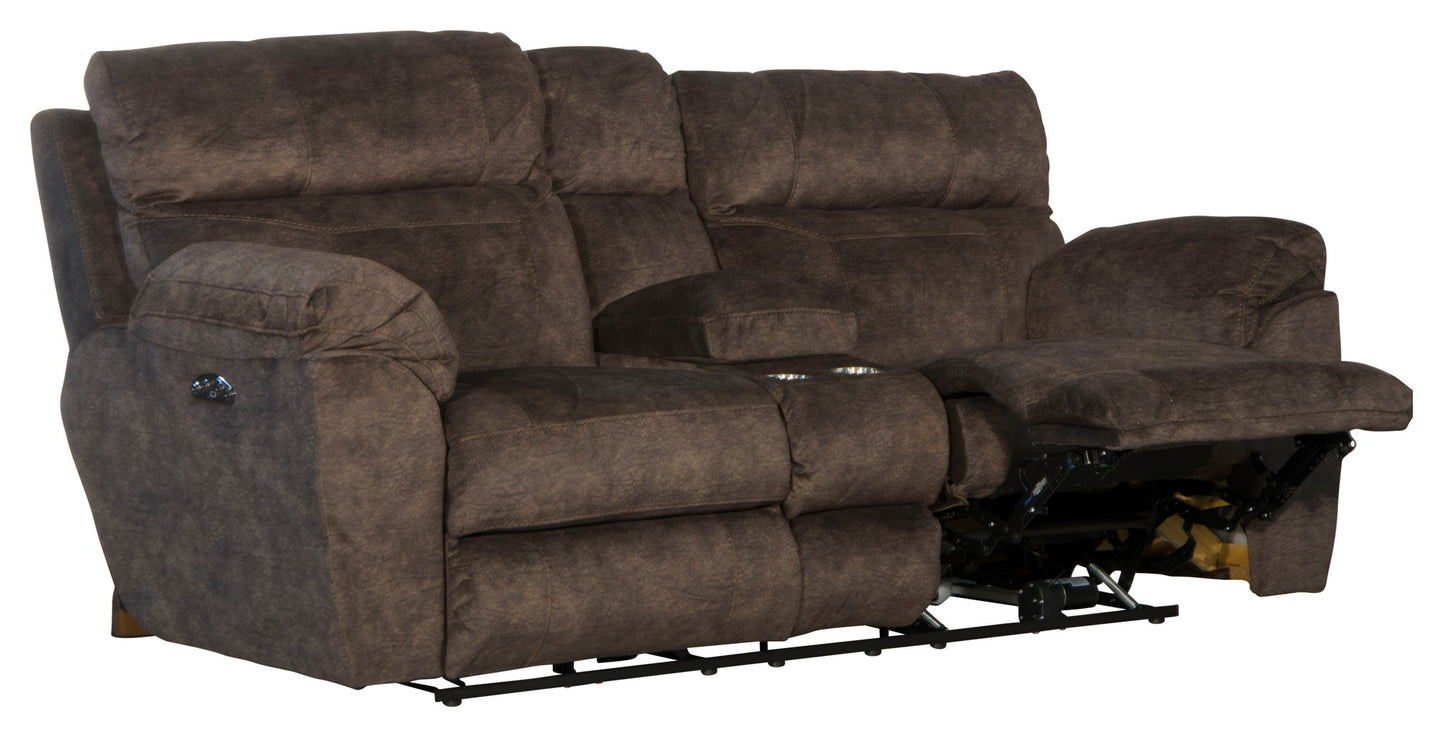 Sedona - Power Headrest Lay Flat Reclining Console Loveseat With Storage & Cupholders - Hornell Furniture Outlet