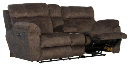 Sedona - Power Headrest Lay Flat Reclining Console Loveseat With Storage & Cupholders - Hornell Furniture Outlet