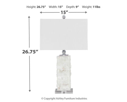Malise - White - Alabaster Table Lamp - Hornell Furniture Outlet