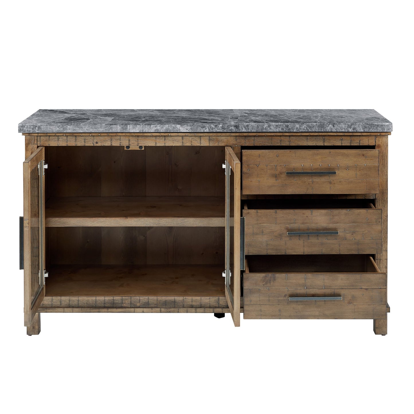 Grayson - Gray Marble Server - Light Brown - Hornell Furniture Outlet