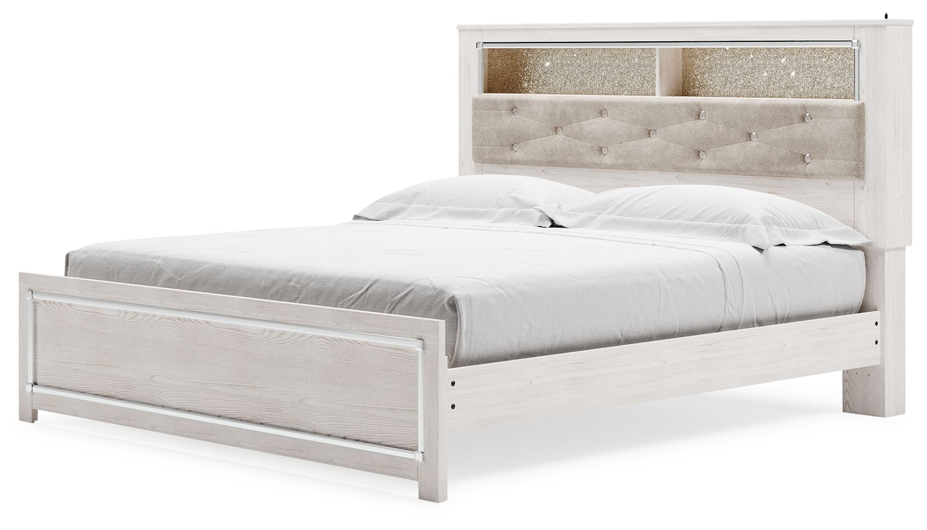 Altyra - White - King Bookcase Panel Bed - Hornell Furniture Outlet