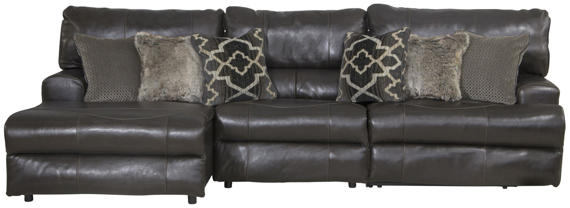 Como - 3 Piece Italian Leather Match Reclining Sectional - Hornell Furniture Outlet