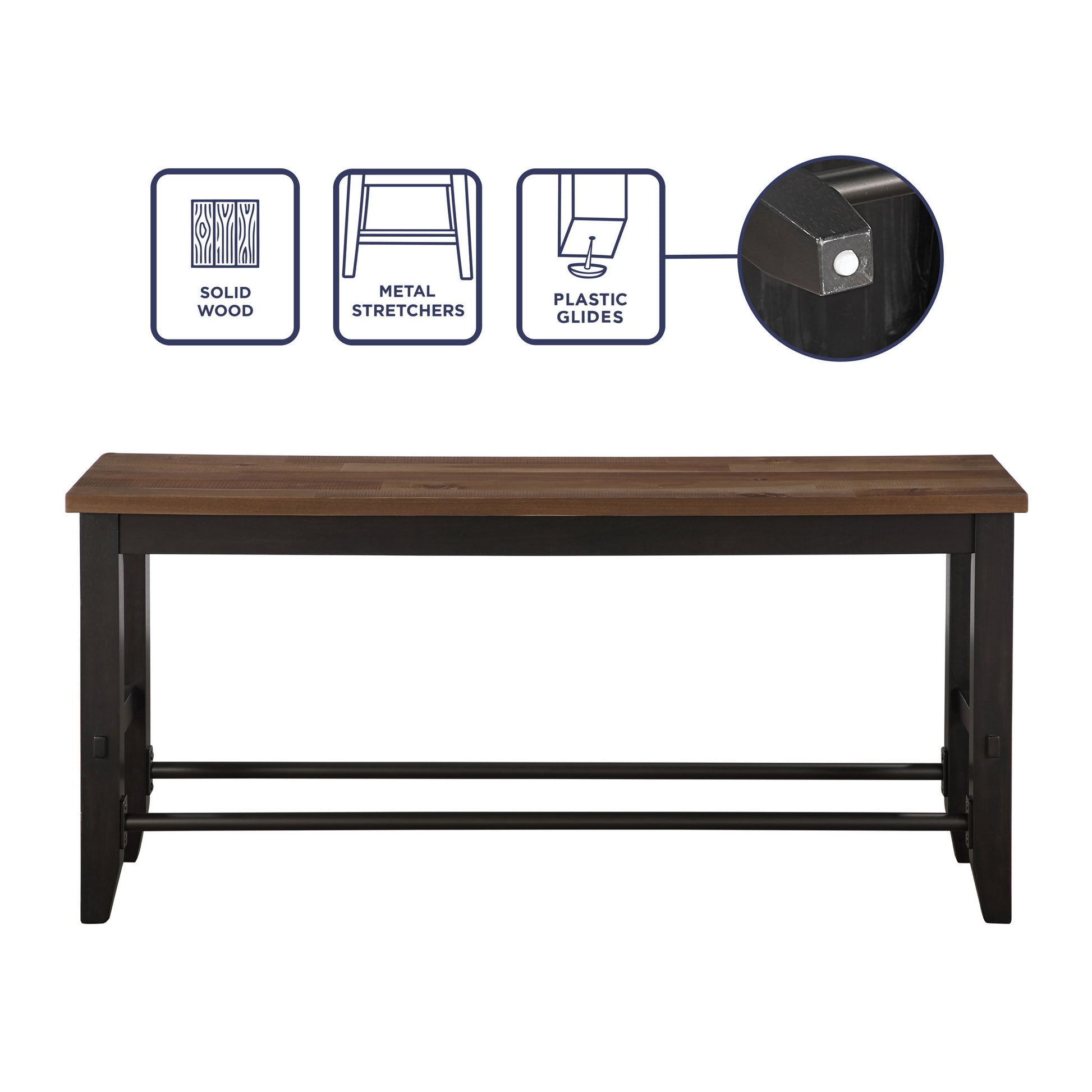 Bermuda - Counter Bench - Black - Hornell Furniture Outlet