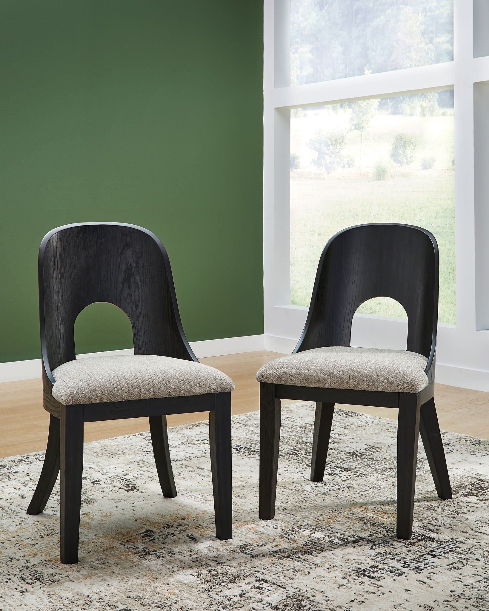 Rowanbeck - Gray / Black - Dining Upholstered Side Chair (Set of 2) - Hornell Furniture Outlet