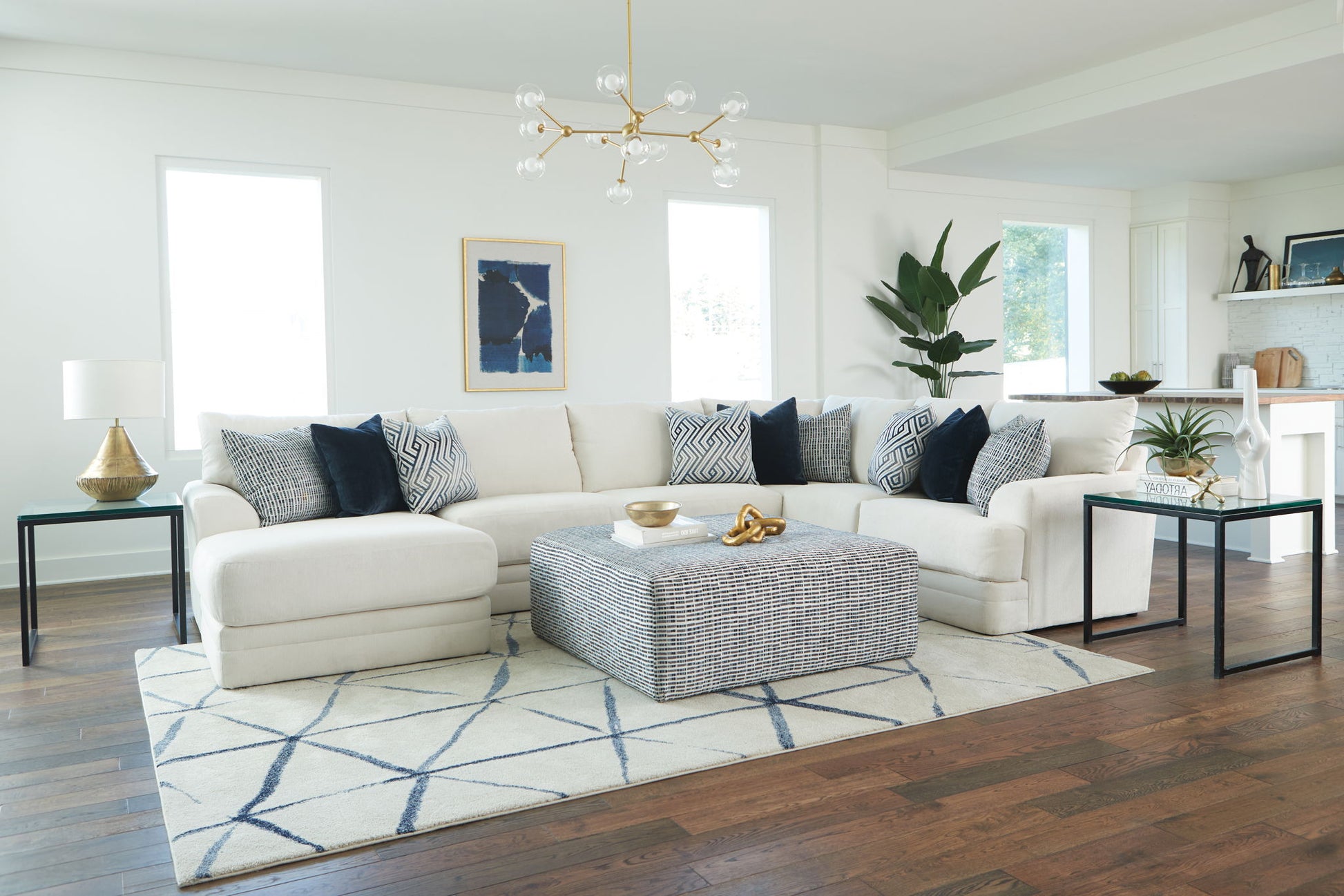 Polaris - Sectional With Comfort Coil Seating, 9 Included Accent Pillows And Included Cocktail Ottoman - Hornell Furniture Outlet