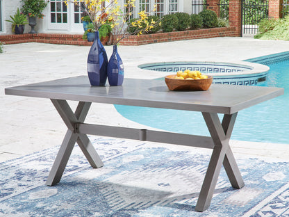 Half Moon Beach - Rectangular Dining Table With Umbrella Option - Gray - Hornell Furniture Outlet