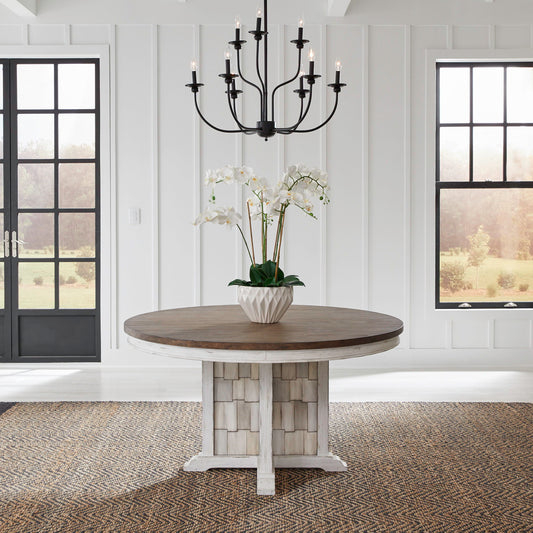 River Place - Pedestal Table - White - Hornell Furniture Outlet