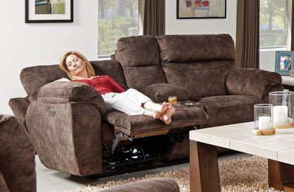 Sedona - Power Hdrst With Lumbar Lay Flat Reclining Console Loveseat With Storage & Cupholders - Hornell Furniture Outlet