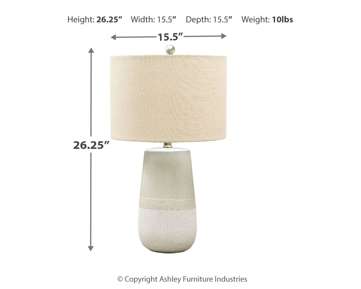 Shavon - Beige / White - Ceramic Table Lamp - Hornell Furniture Outlet