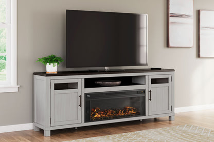 Darborn - Gray / Brown - 88" TV Stand With Electric Infrared Fireplace Insert - Hornell Furniture Outlet