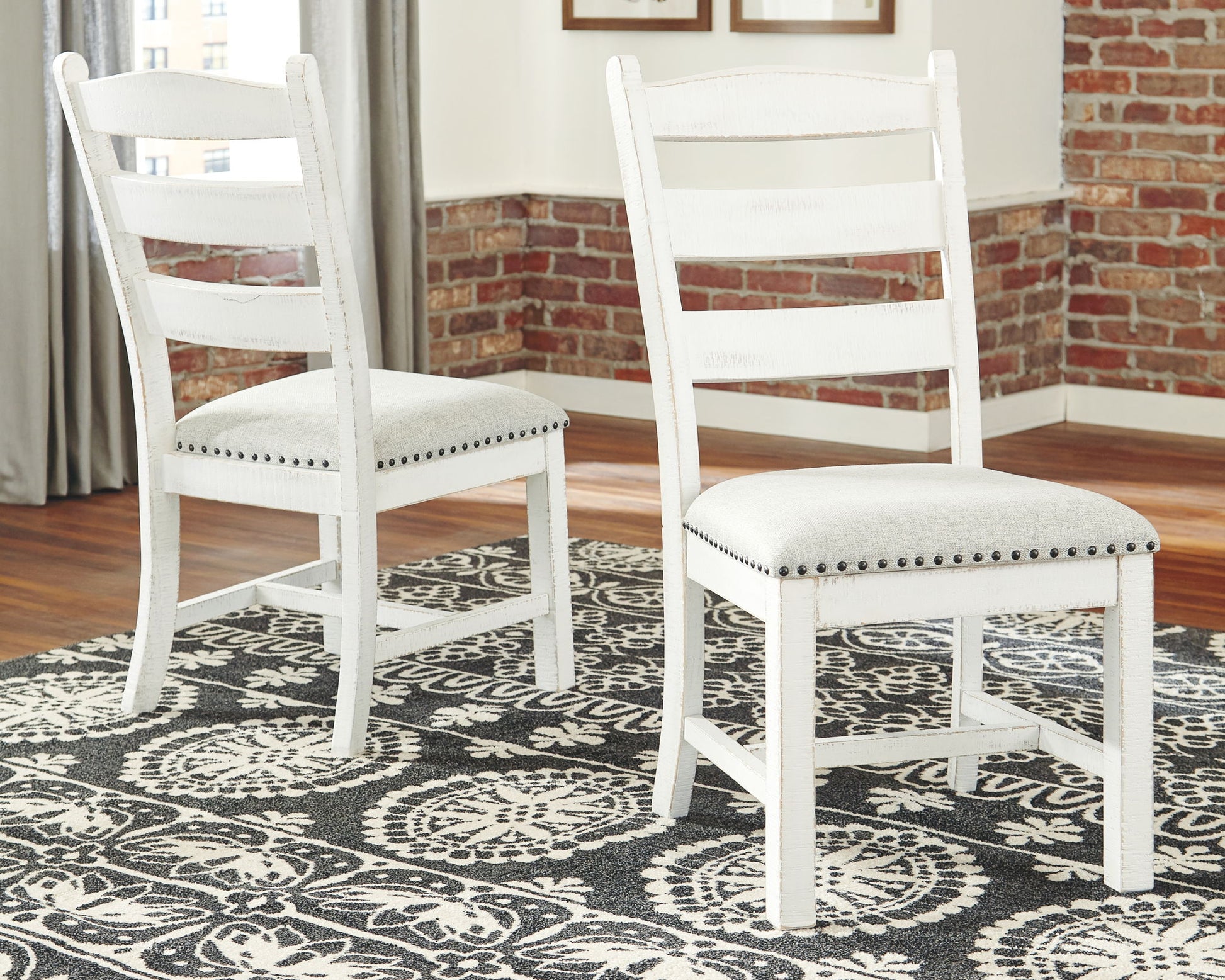 Valebeck - Beige / White - Dining UPH Side Chair (Set of 2) - Hornell Furniture Outlet