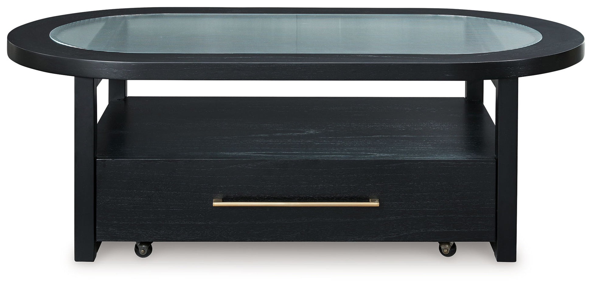 Winbardi - Black - Oval Cocktail Table - Hornell Furniture Outlet