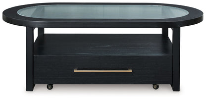 Winbardi - Black - Oval Cocktail Table - Hornell Furniture Outlet