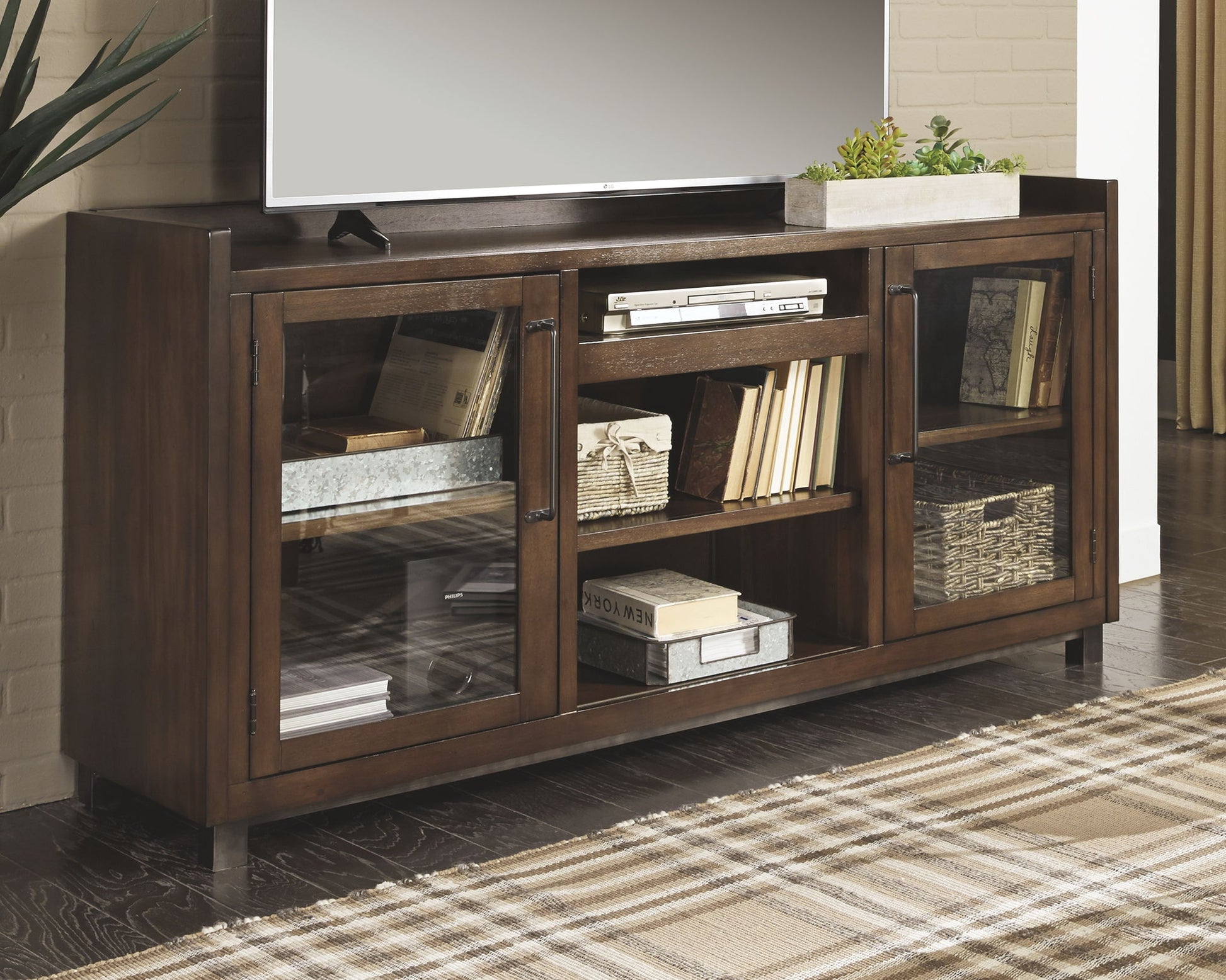 Starmore - Brown - XL TV Stand w/Fireplace Option - Hornell Furniture Outlet