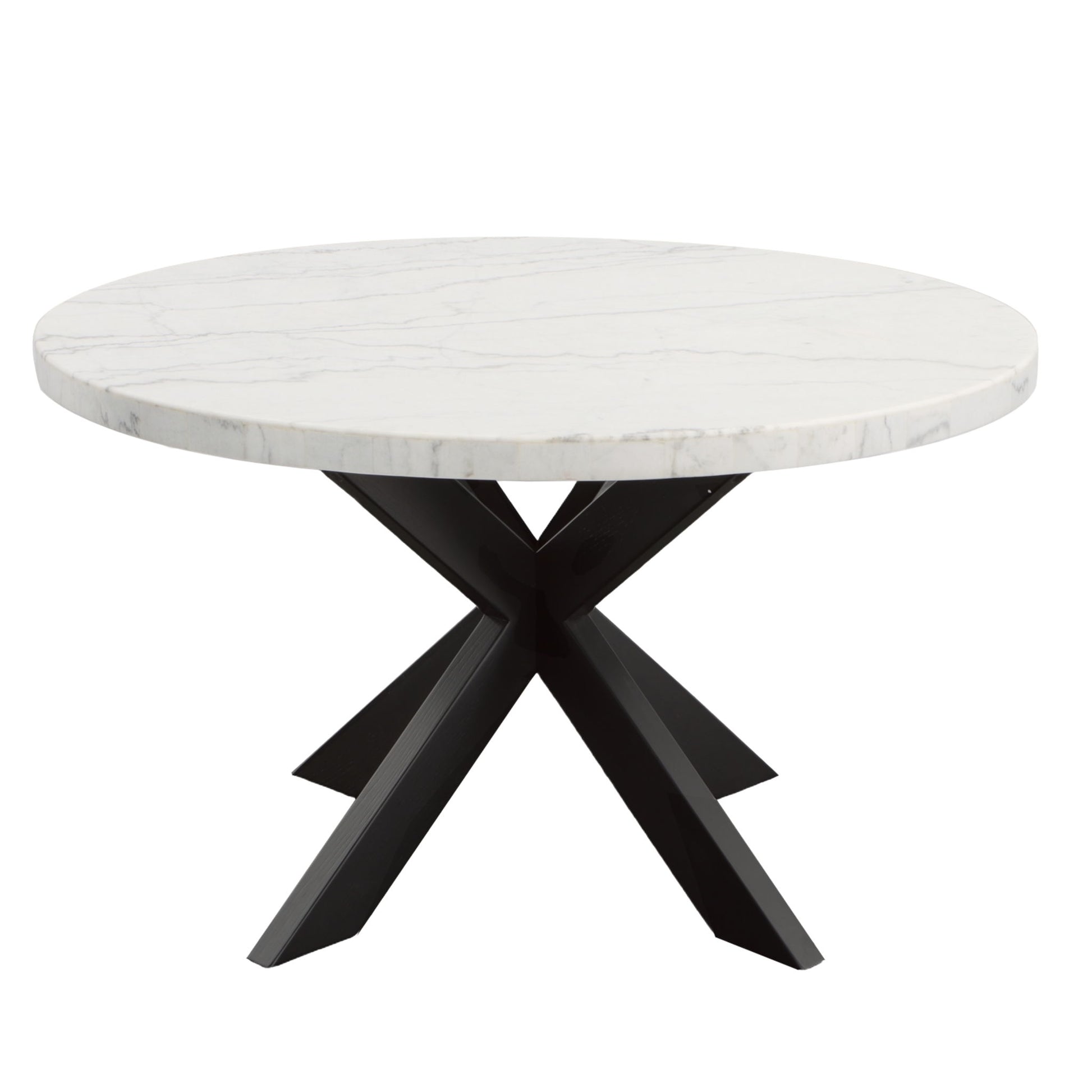 Xena - Marble Top Round Table - White / Black - Hornell Furniture Outlet