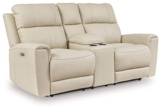 Dahlmoore - Dbl Power Reclining Loveseat With Console - Almond - Hornell Furniture Outlet