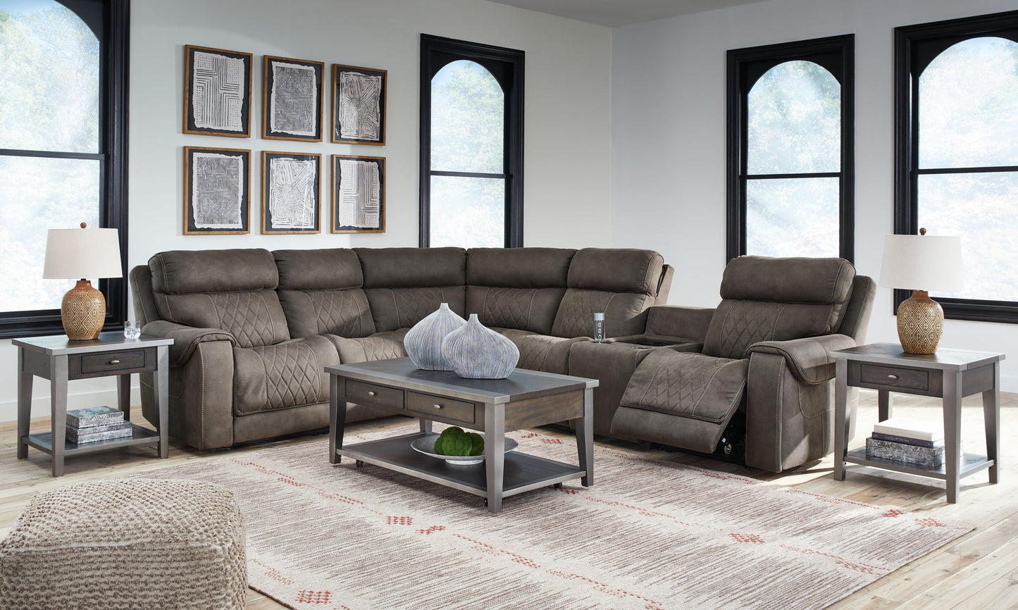 Hoopster - Gunmetal - Zero Wall Power Recliner with Console 6 Pc Sectional - Hornell Furniture Outlet