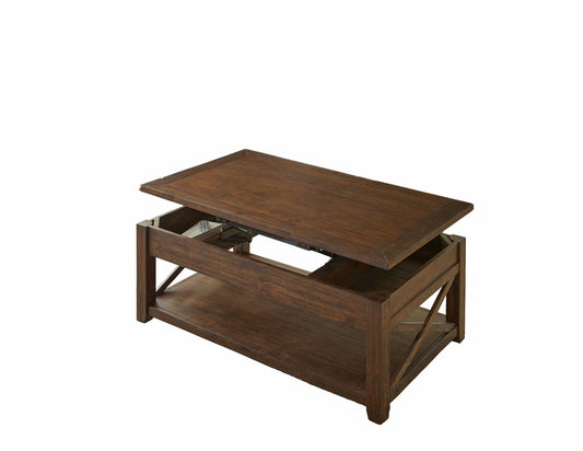 Lenka - Lift Top Cocktail Table - Brown - Hornell Furniture Outlet