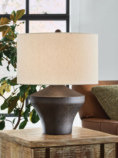 Dolanham - Metal Table Lamp - Distressed Brown - Hornell Furniture Outlet
