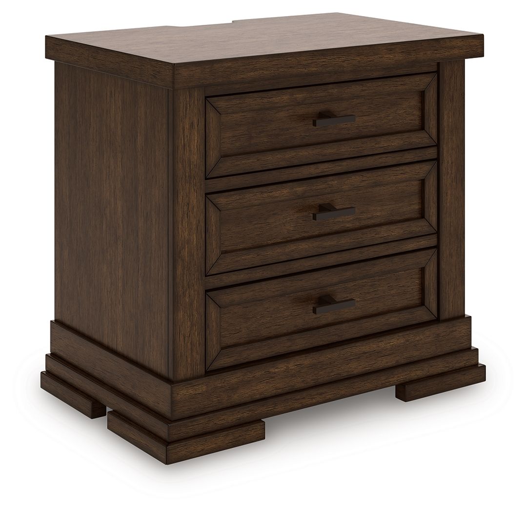 Taffenbrook - Medium Brown - Three Drawer Night Stand - Hornell Furniture Outlet