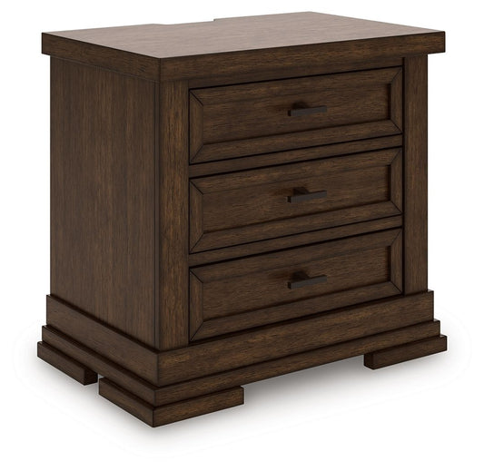 Taffenbrook - Medium Brown - Three Drawer Night Stand - Hornell Furniture Outlet