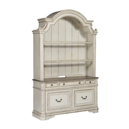 Magnolia Manor - Credenza Hutch - White - Hornell Furniture Outlet