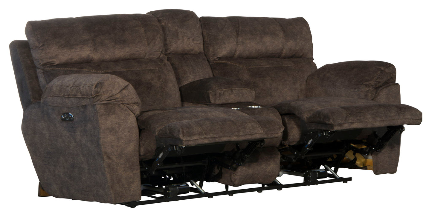 Sedona - Power Headrest Lay Flat Reclining Console Loveseat With Storage & Cupholders - Hornell Furniture Outlet