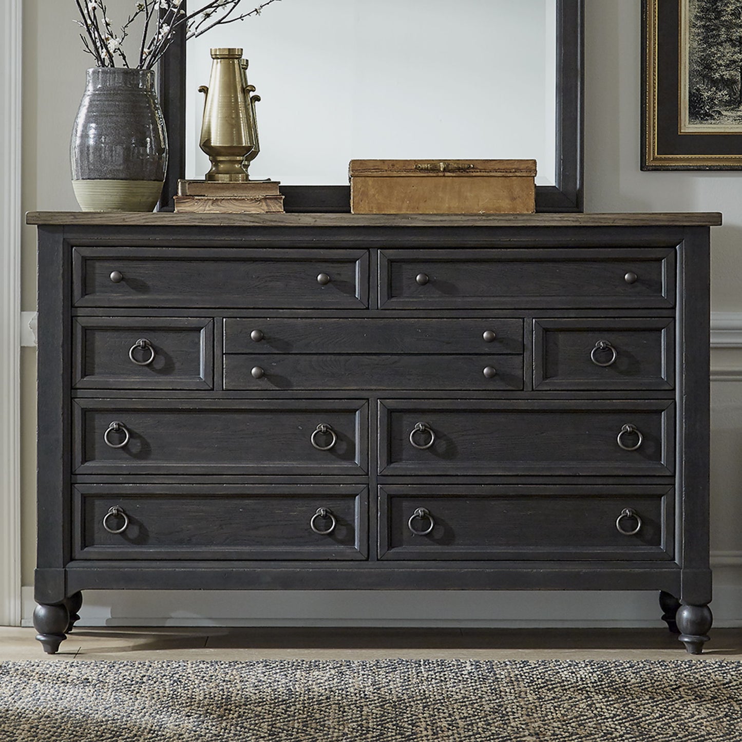 Americana Farmhouse - 9 Drawer Dresser - Hornell Furniture Outlet