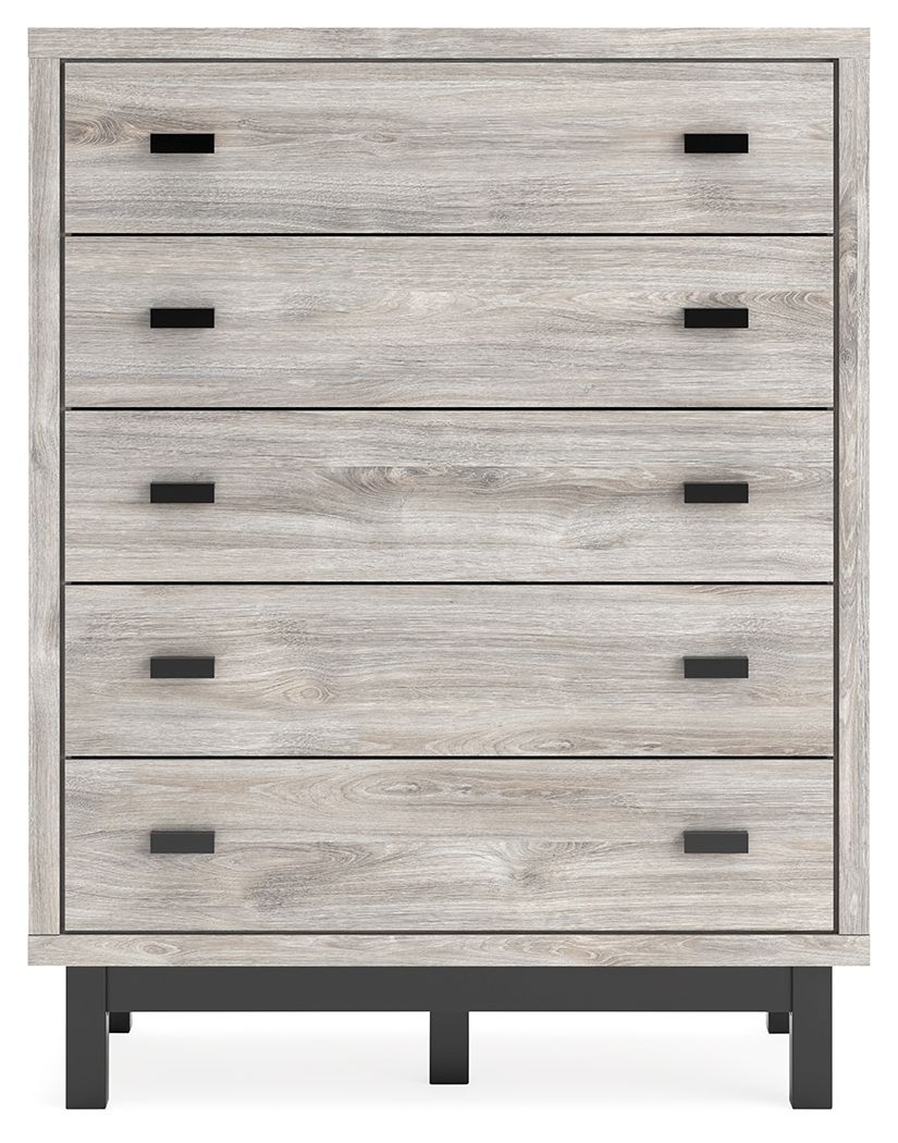 Vessalli - Black / Gray - Five Drawer Wide Chest - Hornell Furniture Outlet